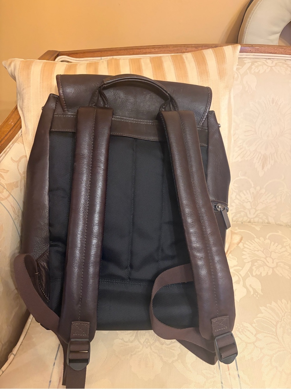 Kenneth Cole Reaction Dark Brown Leather Flap Backpack - Picture 2 of 8